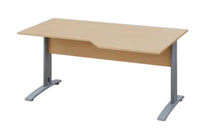 EZK 28 - 166 stůl kancelářský, rohový, pravý, kovová podnož stříbrná, deska 25 mm, široký 1600 mm, bříza irská